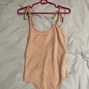 baby pink suede body suit